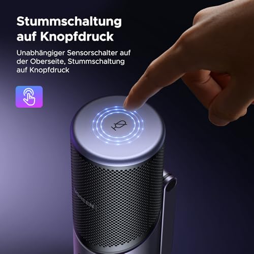 UGREEN USB Microphone mit RGB Licht, Rauschunterdrückung, 24bit/96kHz – Ansicht 7