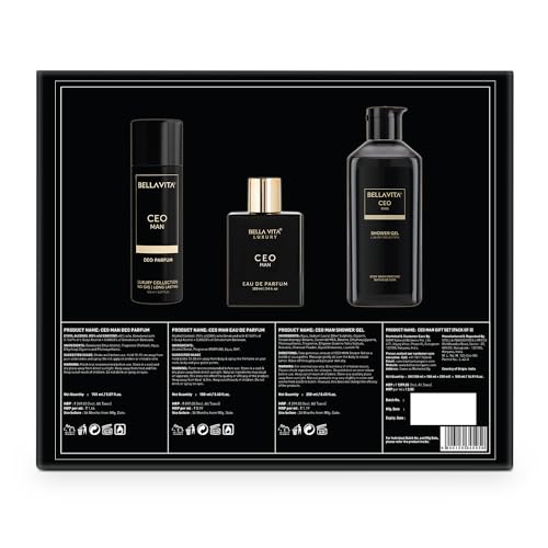 Image of Bella Vita Luxury Black Edition Gift Set with CEO Man EDP Perfume 100ml, Body Parfum Deodorant 150ml & Refreshing Shower Gel for Deep Cleansing, 250ml