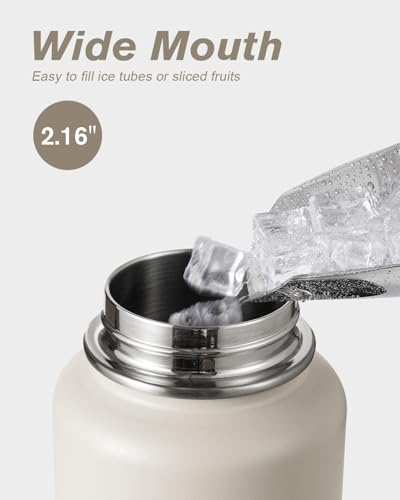 Image of Coolflask 40 oz Water Bottle Insulated with Straw & 3 Leakproof Lids