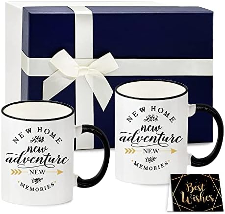 Housewarming Gifts For New Home Owner House Warming Presents For Friends And Couple, New Home Gifts for Home, New Adventure New Memories 2 Pack Coffee Mugs 11oz