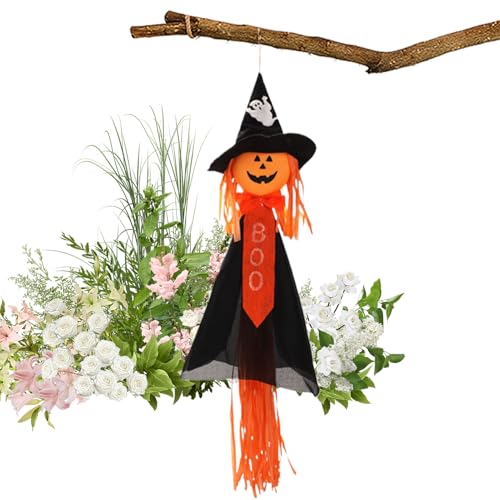 Halloween Deko Outdoor | 26.77 Zoll Hexe Baum Dekoration | Stoff Lustige Hexe Gegen Baum Ausgezeichnetes Material Mit Exquisiter Form Langlebig Wetterfest Hängbare Gartendeko Für Halloween Partys