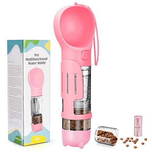 Dog Water Bottle Portable Leak Proof Dog Water Dispenser with Drinking and Feeding Function Lightweight Pet Water…
