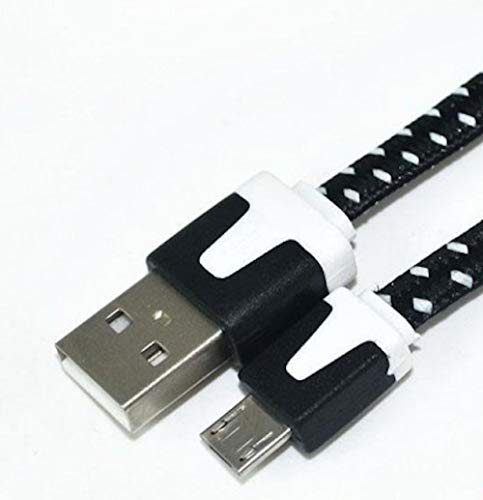 New Tech Junkies NTJ 1m (3ft) Flat Woven Charging Data Sync Cable (Black)