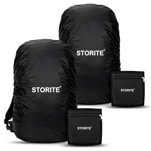 Image of Storite 2 Pack Big Size Rain Cover for 55L to 75L Rucksack Backpack, Black
