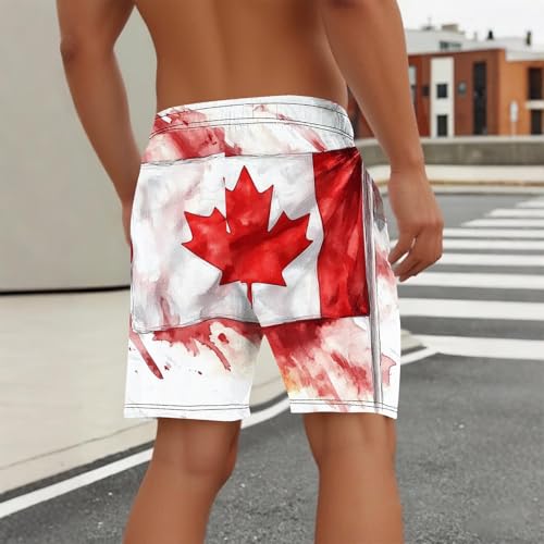 Mens Maple Leaf Shorts with Compression Lining Canadian Patriotic Maple Leaves Beach Boardshorts Classic Fit4