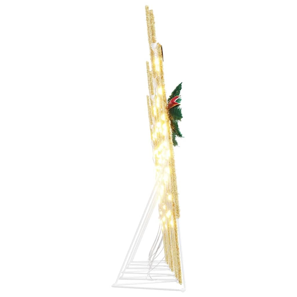 Mangloder LED Rentiere 6er Set Gold aus Stoff, Weihnachtsdeko mit USB Betrieb, warmweißer Lichterkette, Art Deco Figur für Wohnzimmer, Garten, Advent und Winter