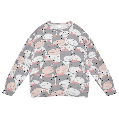 JUNZAN Cute Little Hippo Kids Girls Pullover Hoodie Long Sleeve Hoodie for Boys Party 4T