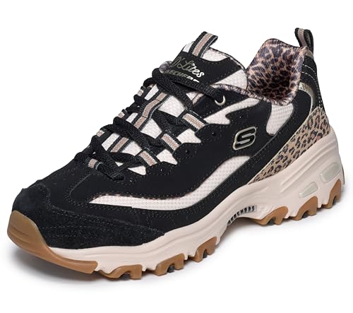 Baskets Skechers Femme D'Lites confortables en cuir mesh léopard 36