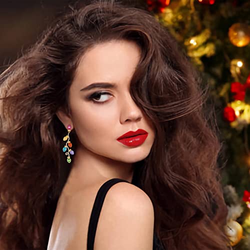 Woworama Christmas Light Earrings For Women Colorful Crystal Light Bulb Earrings Xmas Earrings Dazzling Christmas Ornament Earrings Statement Winter Holiday Earrings Gifts #TOP6