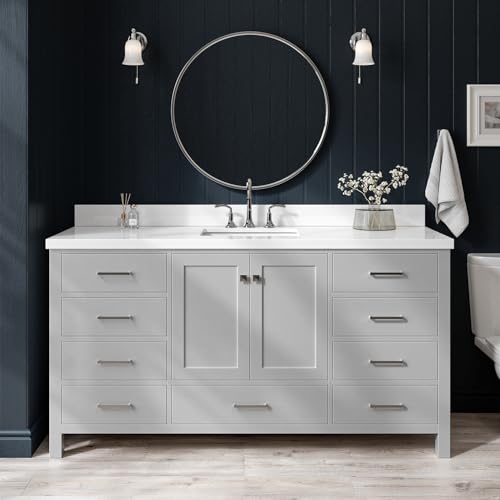 ARIEL 67" Grey Single Bathroom Vanity with 1.5" Edge Pure