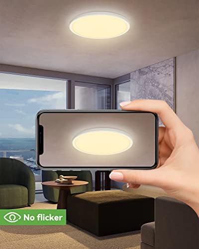 4 Pack 12 Inch LED Flush Mount Ceiling Light Fixtures, Zemty 24W 2640lm LED Ceiling Light, 3000K/3500K/4000K/5000K/6500K 5 Color Temperatures Selectable for Bedroom Kitchen Dining Room (White) - 4