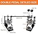 Double Bass Pedal, Double Chain Double Bass Drum Pedals, Double Kick Drum Pedal with Patch Suit for Kick Drum Set Electronic Drums Beginner Practice
