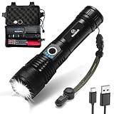 Novapack Linternas LED Alta Potencia 20000 Lúmenes XHP70.2 – Recargable USB, Táctica Militar, 5 Modos, Largo Alcance, Impermeable IPX6 – Ideal Camping, Emergencias y Seguridad