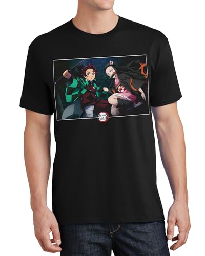 Demon Slayer T-Shirt Men's Tanjiro Nezuko Kamado Short Sleeve Graphic Tee (XX-Large) Black