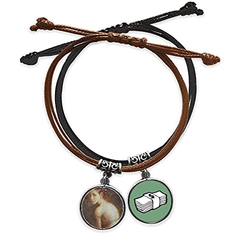 Pintura al oleo pulsera de cuero genuino con detalles de arte