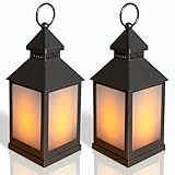 Eaxus® 2er Set LED Laterne für Draußen - Notfallleuchte Blackout. Windlicht mit Flammeneffekt Kerze - Wohnzimmer & Garten Deko