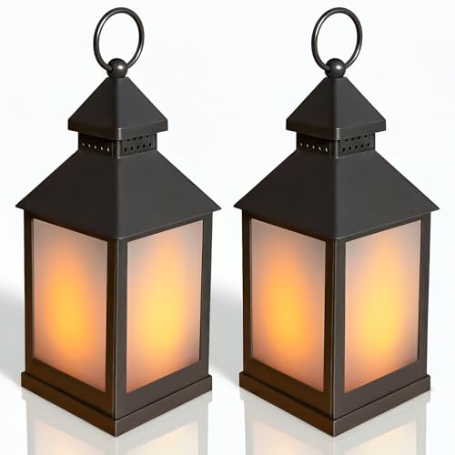 Eaxus® 2er Set LED Laterne für Draußen - Notfallleuchte Blackout. Windlicht mit Flammeneffekt Kerze - Wohnzimmer & Garten Deko