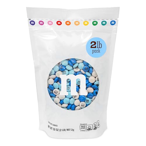 M&M'S World It's A Boy Milk Chocolate Candy 2lb Bag with White and Blue M&M'S for Baby Boy Showers Gender Reveal Parties and Baby Celebration Favors