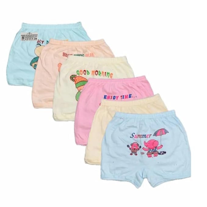 Baby Boys Girls 100% Pure Cotton Innerwear Bloomer for Kids Printed Soft Regular Fit Summer Brief Panty Shorty Underwear for Unisex Children (Pack of 6 and 12)-image-12