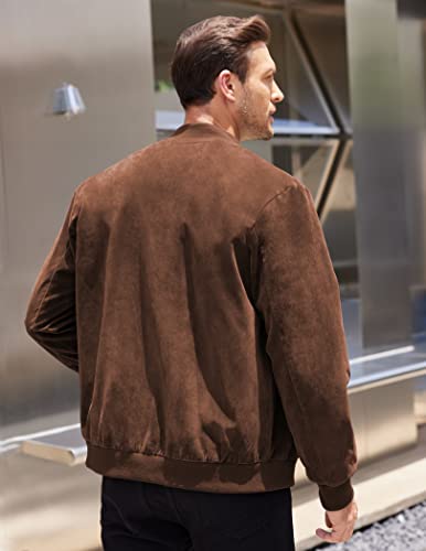 Coofandy Mens Varsity Bomber Jacket Casual Lightweight Jackets Vintage Suede Coat thumb #3