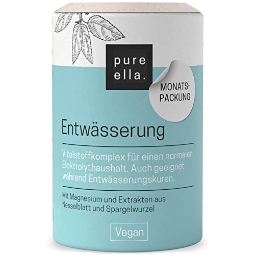 Pure Ella ENTWÄSSERUNG Kapseln - Brennesselkapseln bei Entwässerungskur - Brennnessel, Magnesium, Wacholder, Spargel - Natürlich, ohne chemisch starke Entwässerungstabletten - 60 Kapseln, Vegan Cover