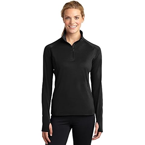 SPORT-TEK Women's Sport Wick Stretch 1/2 Zip Pullover L Black Cover