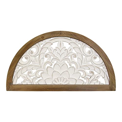 Stratton Home Décor Stratton Home Decor Carved Door Topper Wall Décor, White, Natural Wood