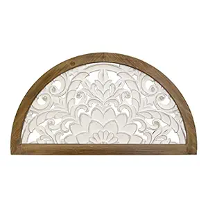 Stratton Home Decor Stratton Home Decor Carved Door Topper Wall Decor, White, Natural Wood