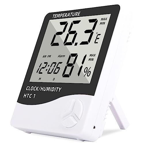 NGCG Thermometer Hygrometer with Large LED Display Wall-Mounted Desktop Digital Humidity Sensor Temperature Meter for Indoor Electronic Temperature and Humidity Meter