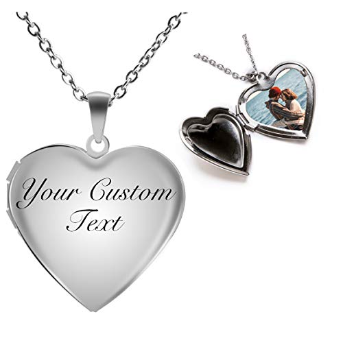 Fanery Sue Personalized Heart Locket Necklace That Holds Pictures Memory Photo Lockets Custom