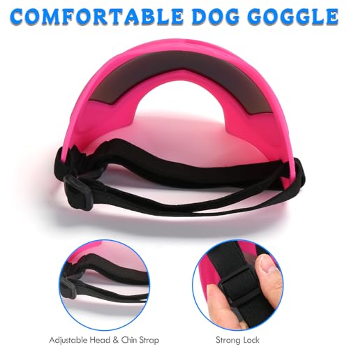 Lunettes de soleil pour chien rose grand modèle avec sangle réglable - 8