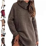 Argent Robe De Noel Femme Hiver Chic Et Elegant, Robe Pull Manche Longue Hiver Femmes Grande Taille Robes Longues Femmes De Noël Motif Col Rond Chaud Confortable Ensemble 2 Pièces Tricot Pullover L XL