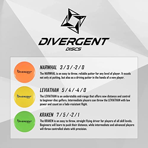Divergent Discs 3-Disc Beginner Disc Golf Starter Set | Putter, Midrange, And Driver Disc | Max Grip Set For Beginners #TOP6
