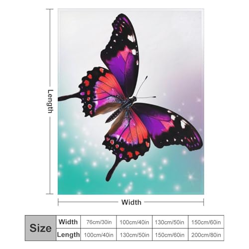 Couverture flanelle papillon 130x150cm douce pour lit et canapé