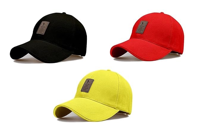Image of rytoria Combo 3 Pcs Cap for Men and Women Unisex Cotton Caps Adjustable Strap Free Size Summer Sports Cricket Gym Dance