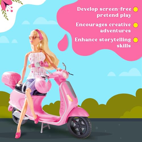 Image of Steffi Love Chic City Scooter| Doll Set for Girls| Complete Realistic Playset with Doll, Vibrant Scooter & Helmet for Imaginative Play| Ideal Gift for Girls of 3+ & Above