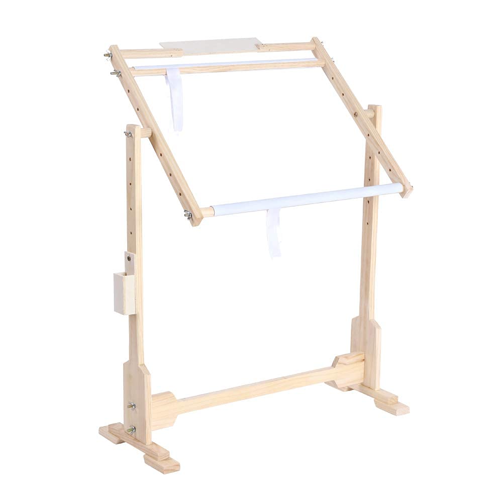 Bastidor Punto de Cruz Bastidor de Pie 9 CT, Soporte de Piso de Punto de Cruz Ajustable Bastidor de Pie de bordar Punto de Cruz de Madera Soporte Bordado Pintura Sobre Seda 50cm