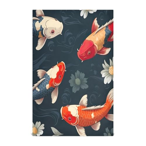GAIREG Geschirrtücher mit vielen Koi-Fischen, 71,1 x 45,7 cm, dekorative Bauernhaus-Küchentücher, Blau