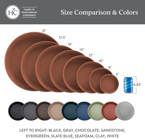 The HC Companies Flower Pot Saucers - Plastic Plant Saucer for Outdoors & Indoors - Traditional Design Plant Pot Trays for Water Drainage - Durable & Stylish Round Plant Tray (21-inch Slate Blue) — view 5