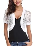 Abollria Women Short Sleeve Floral Lace Shrug Open Front Bolero Cardigan