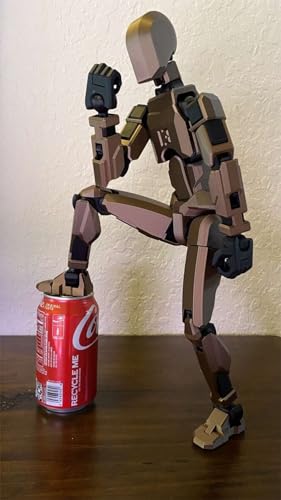 Image of VAALI Dummy 13 Action Figure Fully Assembled T13 Articulated Robot Toy with 12 Accessories (Swords Guns Extra Hands) 3D Printed Poseable Desktop Figure for Stop Motion Artists Gamers 5.4 inch (Brown)