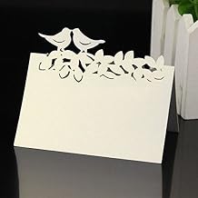 Pack of 48 White Laser Cut Perfect Pair Love Birds Wedding Table Numbers Name Place Card Banquet Party Decoration/Laser Cut Two Birds Kissing Pattern Paper Card Marriage Party Banquet Place Card Table Number Name Holder