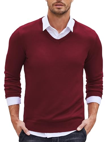 Pull en tricot homme col V ajusté pour corriger la silhouette avec un style uni chic