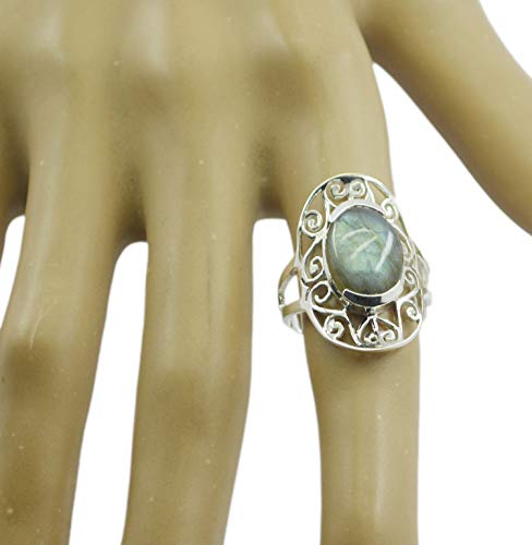 Bague Labradorite multi pierre en argent massif, le cadeau d'anniversaire idéal