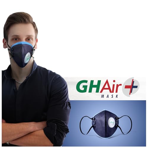 Image of Grin Health N99 Anti Pollution Mask with Air Valve, Activated Carbon, Safty HEPA, Reusable & Washable, Durable (GHAir+, Blue, With Valve, Pack of 1, Fits-All) for Unisex