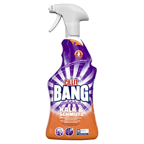 Cillit Bang Kraftreiniger Bad Kalk und Schmutz – Spray für strahlend saubere Oberflächen – 750 ml