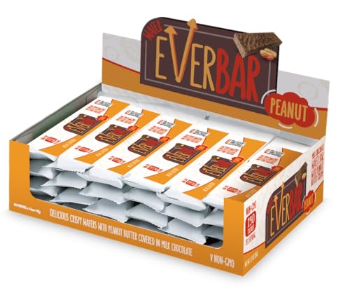 Image of EverBar - Milky Chocolate Bars With Peanut Butter Cream, 24 Count | Non-GMO, Dark Chocolate Wafer Candy Bar | On the Go | With Coffee or Tea | Healthy Snack | Bite-Size Premium Wafer Chocolate 24 Count (Pack of 1)