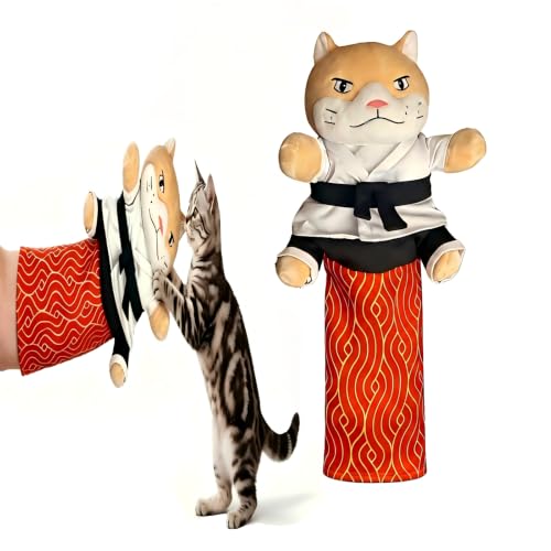 Karate Kitty Puppet Cat Wrestling Puppet Cat Play Glove with Full-Coverage Arm Sleeves Can Play Interactive Boxing and Arm Wrestling Games with Your Cats Suitable for Cats and Ages