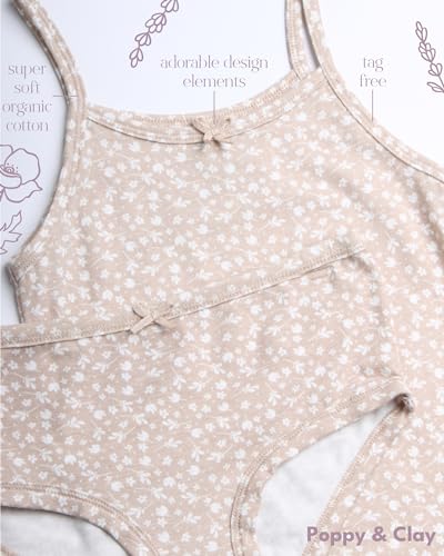 POPPY & CLAY Girls' Underwear Set - 2 Piece Organic Cotton Tag Free Cami Tank Top Undershirt and Underwear Briefs (2T-12)2
