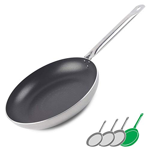 GadHome Professional 28cm Sartén Antiadherente, Gris | Bandeja de Aluminio con Mango Ergonómico | PFOA Gratis para Una Cocina Saludable | Apto para Inducción y Lavavajillas